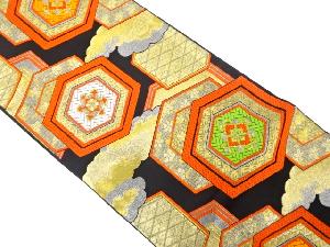 アンティーク　重ね亀甲に雲模様織り出し袋帯（着用可）